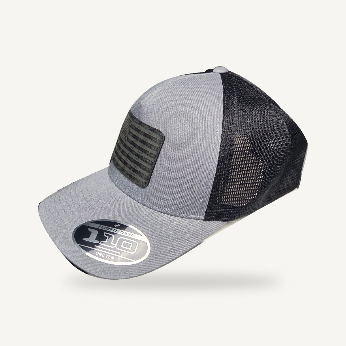 American Flag Acrylic Patch Flexfit 110 Hat - Gray / Black