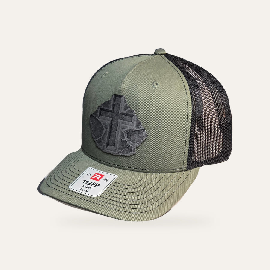 Cross Patch Trucker Hat - Olive / Black
