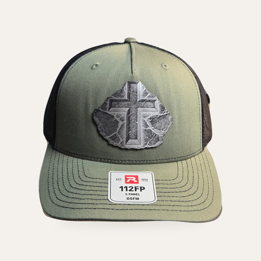 Cross Patch Trucker Hat - Olive / Black