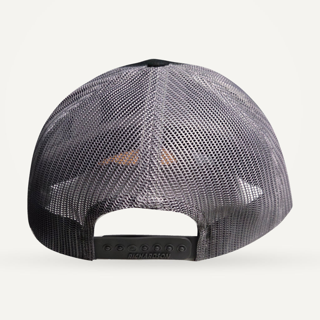 American Flag Acrylic Patch Trucker Hat - Black / Gray