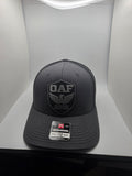OAF eagle shield patch on a charcoal Richardson 112 trucker hat