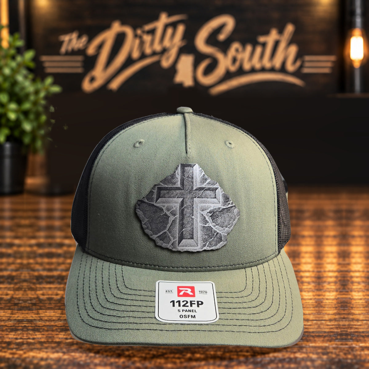 Cross Patch Trucker Hat - Olive / Black