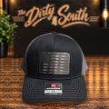 American Flag Acrylic Patch Trucker Hat - Black / Gray