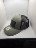 The Dirty black patch Richardson 112FP trucker hat in olive and black