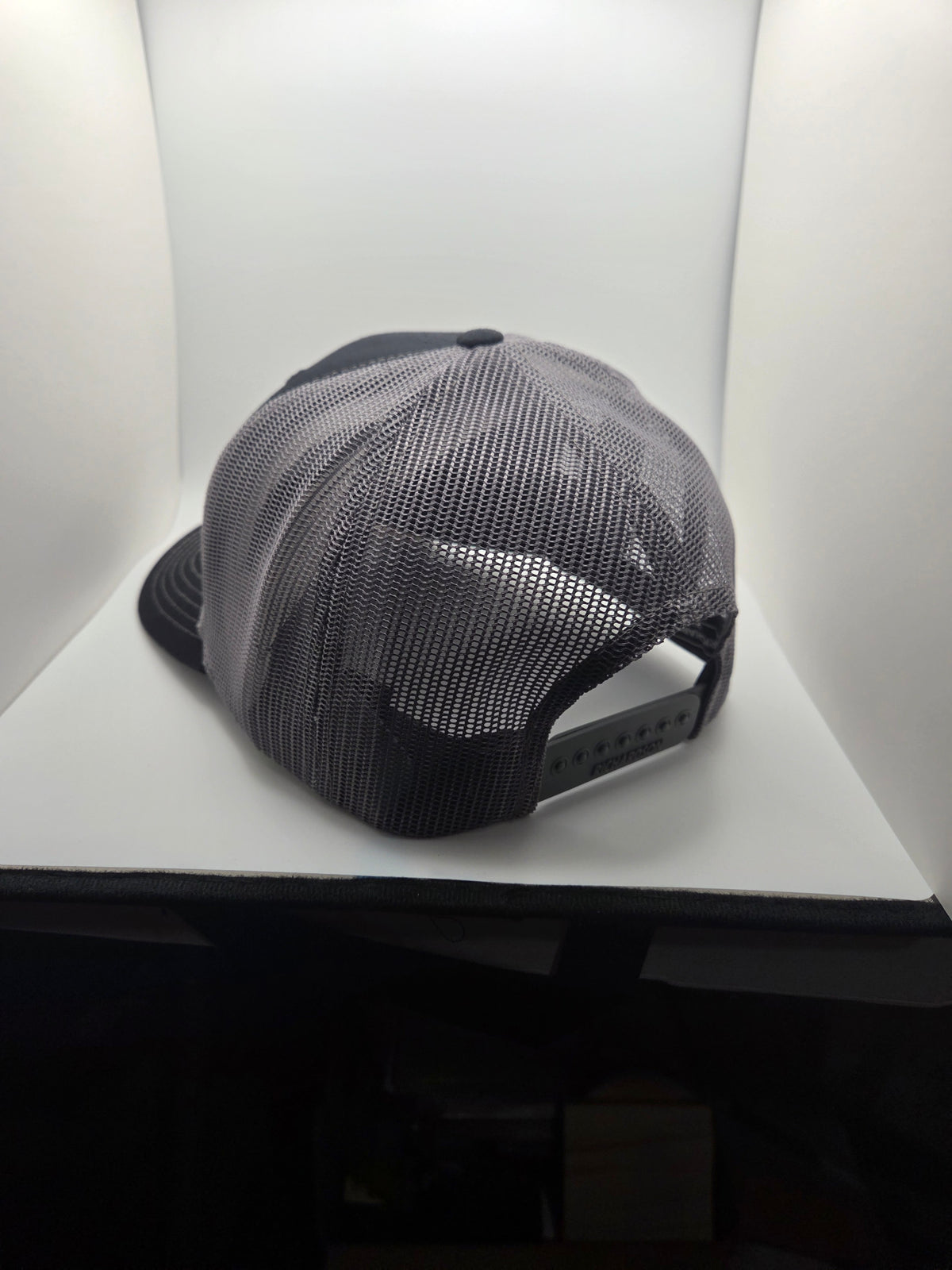 The Dirty camo patch Richardson 112 trucker hat in black and gray